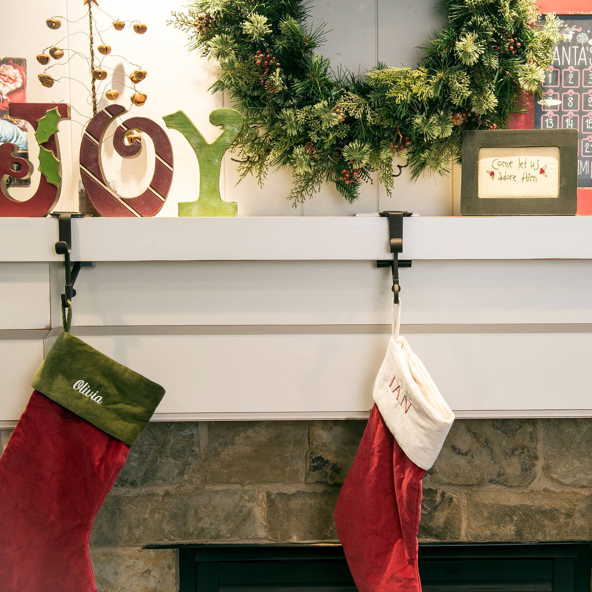 Village Lighting Mantle Garland & Stocking Hanger